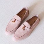 Loro Piana Summer Charms Walk Loafers Pale Pink Suede