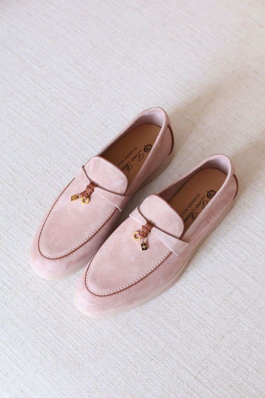 Loro Piana Summer Charms Walk Loafers Pale Pink Suede