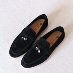 Loro Piana Summer Charms Walk Loafers Pure Black Suede