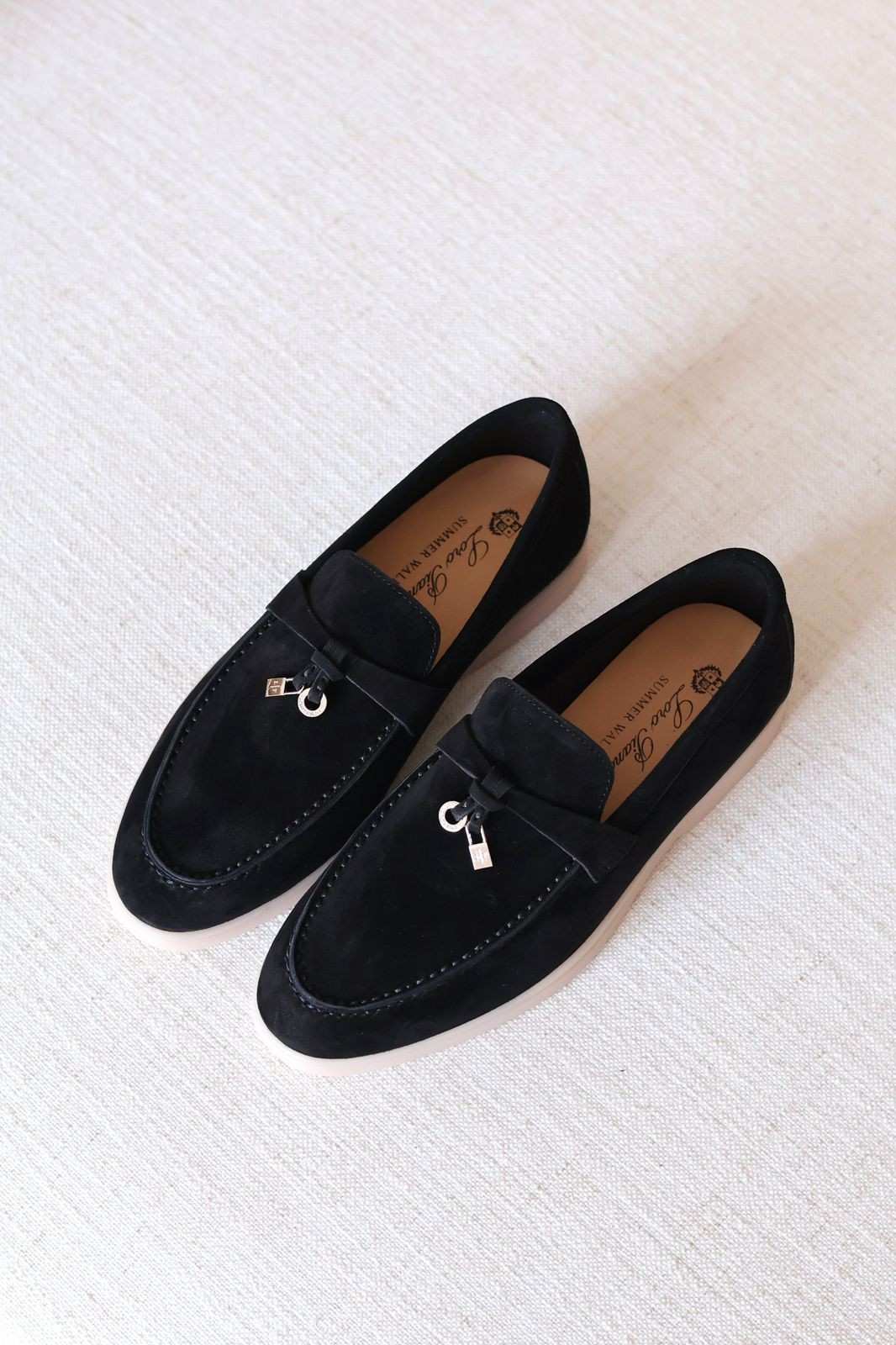 Loro Piana Summer Charms Walk Loafers Pure Black Suede Loro Piana Summer Charms Walk Loafers Pure Black Suede