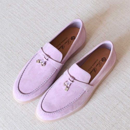 Loro Piana Summer Charms Walk Loafers Soft Dusty Purple Suede