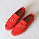 Loro Piana Summer Charms Walk Loafers Soft Red Suede