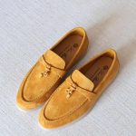 Loro Piana Summer Charms Walk Loafers Warm Golden Yellow Suede