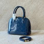 Louis Vuitton Alma BB Sapphire Blue Monogram Vernis Patent Leather Handbag