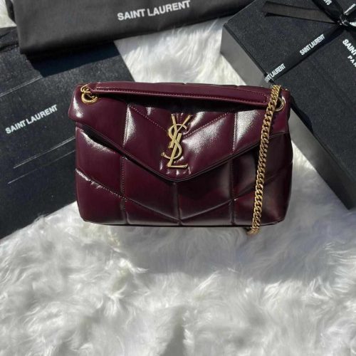 YSL Shoulder Bag Toy Puffer Burgundy