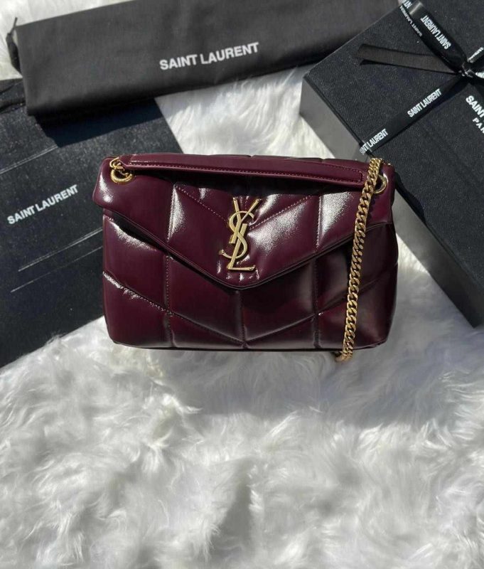 YSL Shoulder Bag Toy Puffer Burgundy