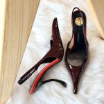 Saint Laurent Amalia 110 Slingback Pumps in Burgundy With Red