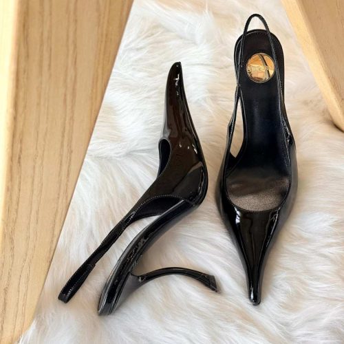 Saint Laurent Amalia 110 Slingback Pumps in Full Black