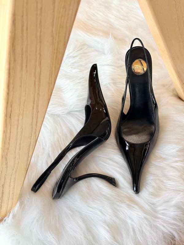 Saint Laurent Amalia 110 Slingback Pumps in Full Black