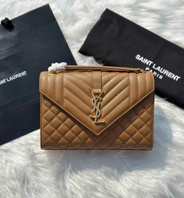 YSL Envelope Bag Medium Monogram Brown