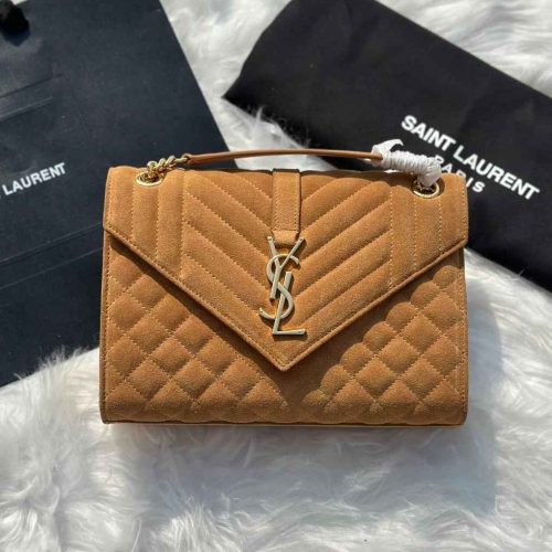 YSL Envelope Bag Monogram Cinnamon Suede