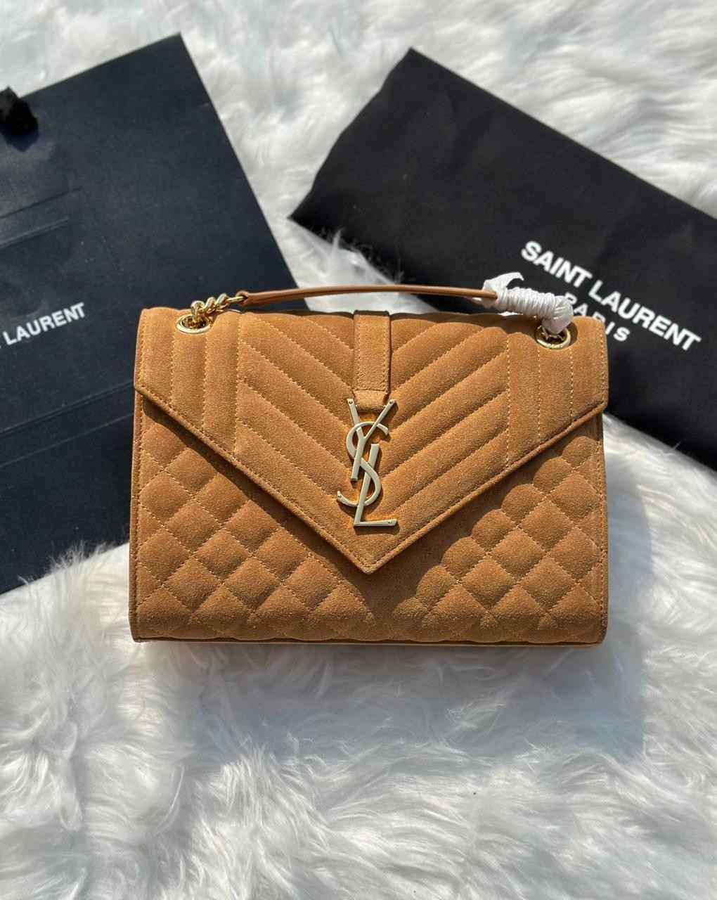 YSL Envelope Bag Monogram Cinnamon Suede YSL Envelope Bag Monogram Cinnamon Suede