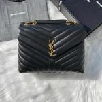 Saint Laurent Loulou Medium Black Matelasse Lambskin Gold Hardware Shoulder Bags