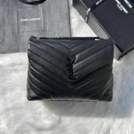 Saint Laurent Loulou Medium Black Matelasse Lambskin Shoulder Bags