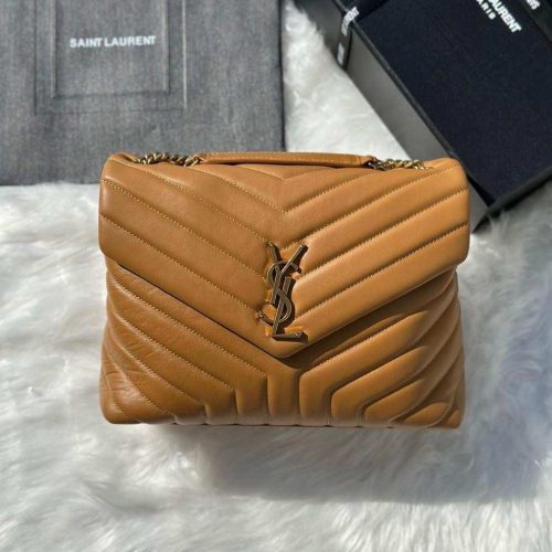 Saint Laurent Loulou Medium Camel Matelasse Lambskin Shoulder Bags