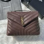 Saint Laurent Loulou Medium Soil Brown Matelasse Lambskin Bag