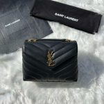 Saint Laurent Loulou Black Quilted Matelasse Lambskin Small Bag