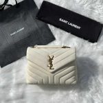 Saint Laurent Loulou White Quilted Matelasse Lambskin Small Bag
