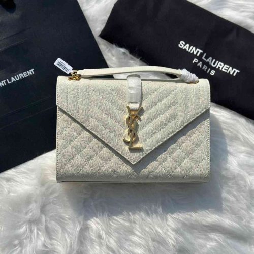 YSL Envelope Bag Monogram White