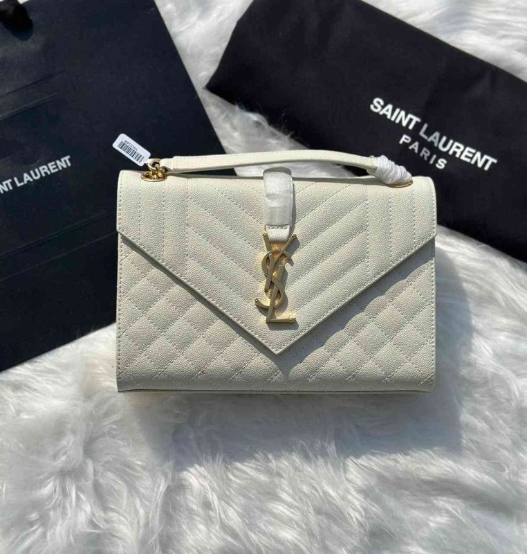 YSL Envelope Bag Monogram White