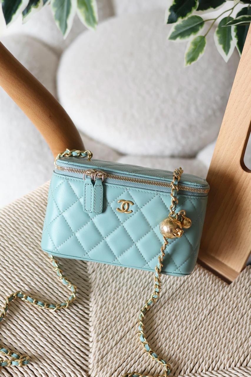 WhatsApp Image 2026-04-05 at 10.41.19 AM Chanel Light Blue Small Pearl Crush Quilted Lambskin Vanity Case With Chain - Image 1