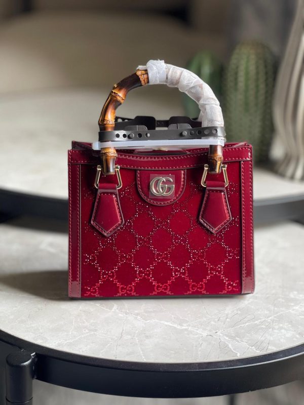Gucci Diana Tote Burgundy GG Crystal