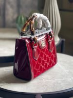 Gucci Diana Burgundy GG Crystal Velvet Tote Bag - Image 2