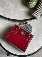 Gucci Diana Burgundy GG Crystal Velvet Tote Bag - Image 3