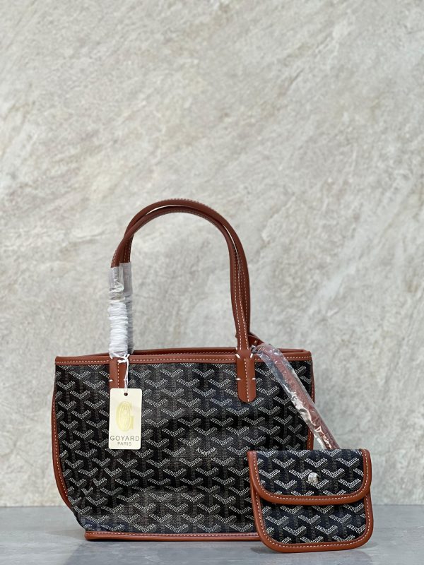 Goyard Anjou Mini Tote Bag Black and Tan