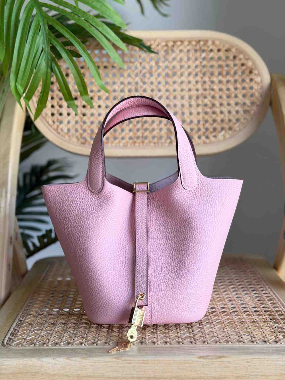 WhatsAppImage2026-04-05at10.53.59AM2 Hermes Picotin Lock 18 Rose Sakura Taurillon Clemence Leather Top Handles Bags
