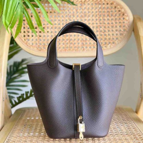 Hermes Picotin Lock 22 Ebene Taurillon Clemence Leather Bags