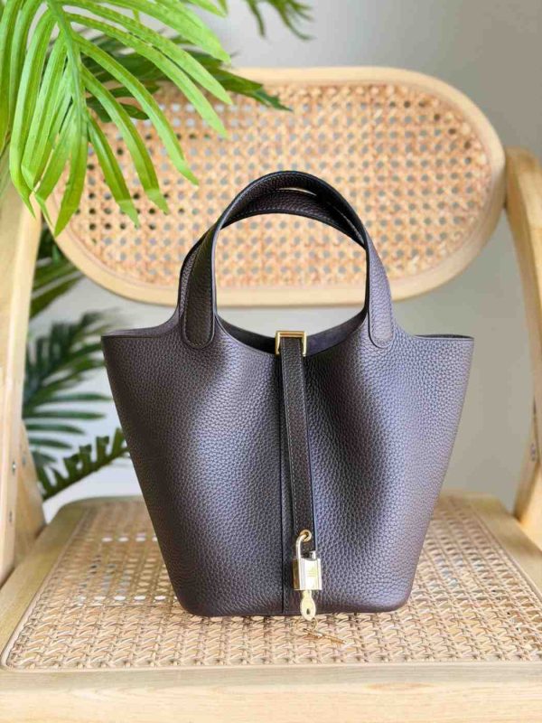 Hermes Picotin Lock 22 Ebene Taurillon Clemence Leather Bags