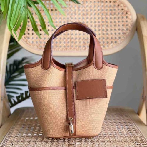 Hermes Picotin Lock Cargo 18 Desert Toile Goeland Swift Top Handles Bags