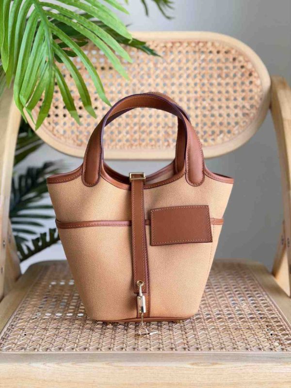 Hermes Picotin Lock Cargo 18 Desert Toile Goeland Swift Top Handles Bags