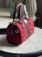 Gucci Small Burgundy Ophidia GG Canvas Crystals Boston Bag - Image 3