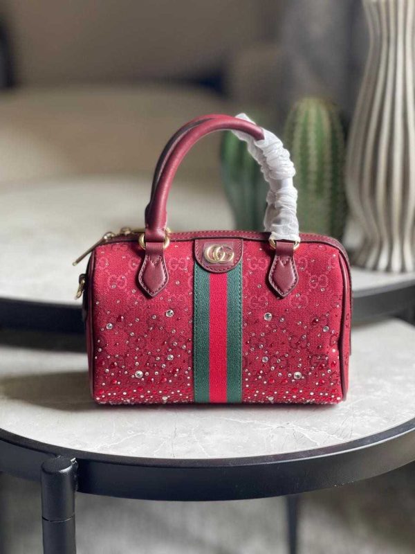 Gucci Ophidia Boston Bag Burgundy Crystals