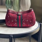 Gucci Ophidia Shoulder Bag Burgundy Crystals