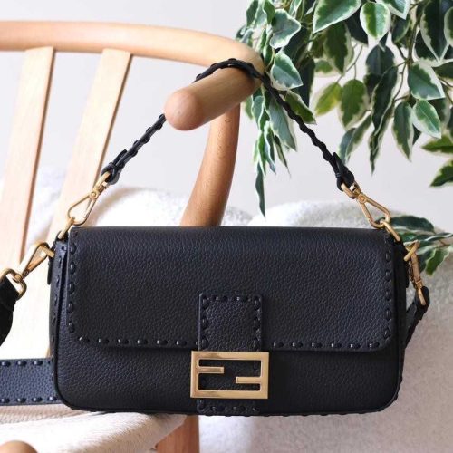 Fendi Baguette Black Selleria 590 Hand-sewn