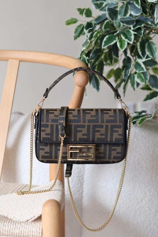 Fendi Baguette Mini Brown FF Jacquard