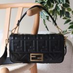 Fendi Baguette Black FF Nappa Leather Bag