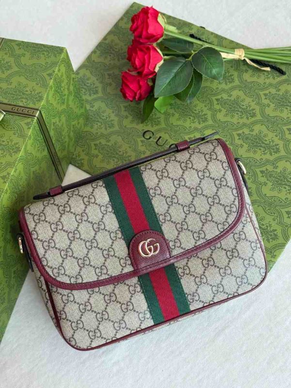 Gucci Ophidia Top Handle Beige Burgundy