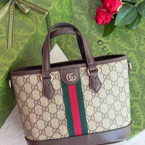 Gucci Ophidia Tote Small Beige Brown
