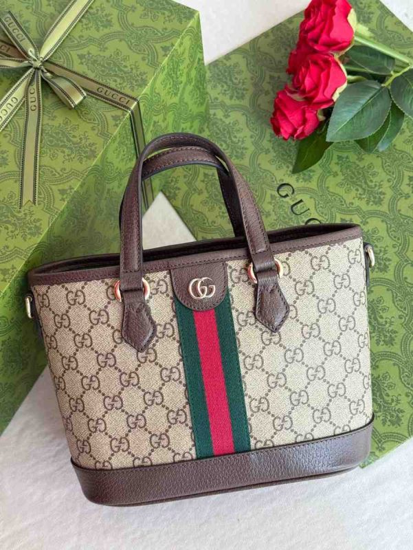 Gucci Ophidia Tote Small Beige Brown