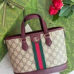 Gucci Ophidia Tote Small Beige and Burgundy