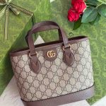 Gucci Ophidia Tote Beige Dark Brown GG