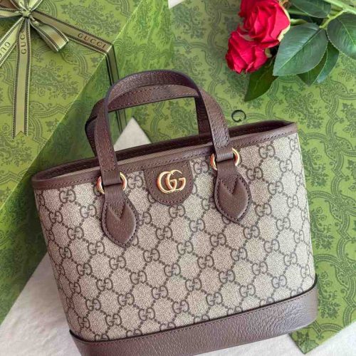 Gucci Ophidia Tote Beige Dark Brown GG