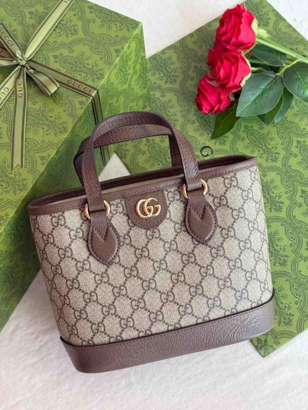 Gucci Ophidia Tote Beige Dark Brown GG