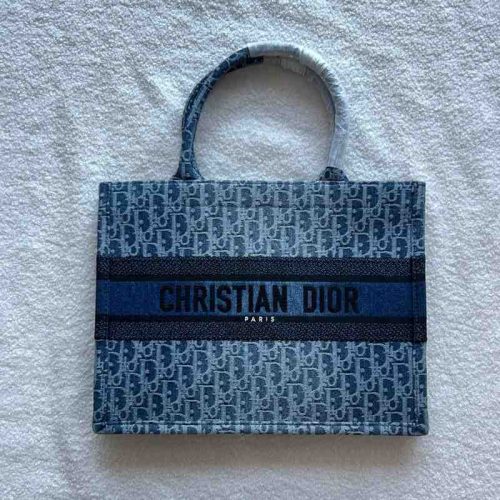 Dior Book Tote Medium Denim Blue Oblique Jacquard