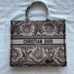 Dior Book Tote Large Ecru Brown Toile de Jouy Soleil