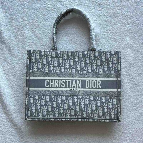 Dior Book Tote Medium Ecru and Grey Oblique
